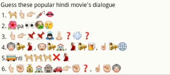 Guess Hindi Movie Dialogues from WhatsApp Emoticons 