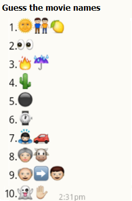 Guess the bollywood movie names from whatsapp emoticons - 3