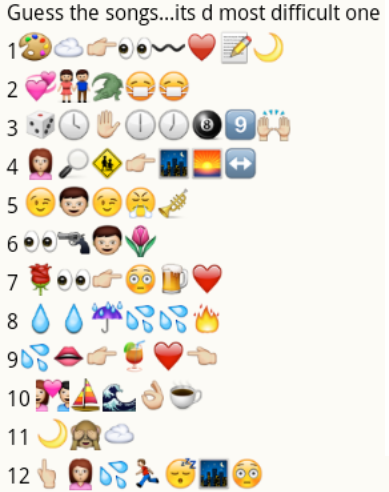 Guess the songs from whatsapp emoticons -