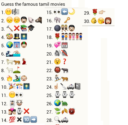 Guess famous tamil movies - PuzzlersWorld.com