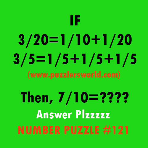 If 3/20 = 1/10+1/20 - PuzzlersWorld.com